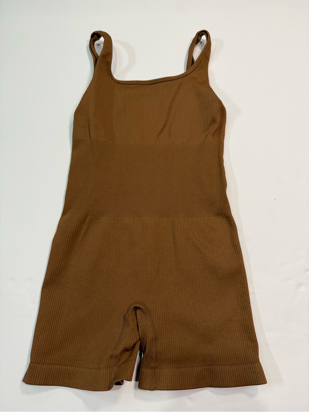 Ribbed Tank Jumpsuit in Brown